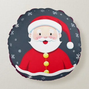 Cojín Redondo Ilustración festiva con Santa Claus