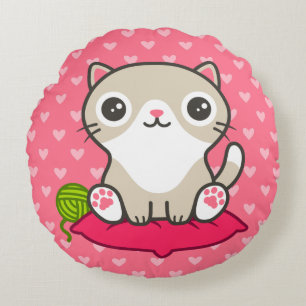 Cojín Redondo Ilustracion Kitty