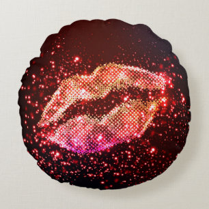 Cojín Redondo Ilustracion Lip Editable: Diseño Gráfico Simple