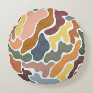 Cojín Redondo Ilustracion moderno abstracto, de tonos tierra.
