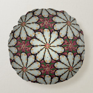 Cojín Redondo Ilustracion Motley. Pequeñas flores de colores. Sp