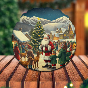 Cojín Redondo Ilustracion navideño vintage