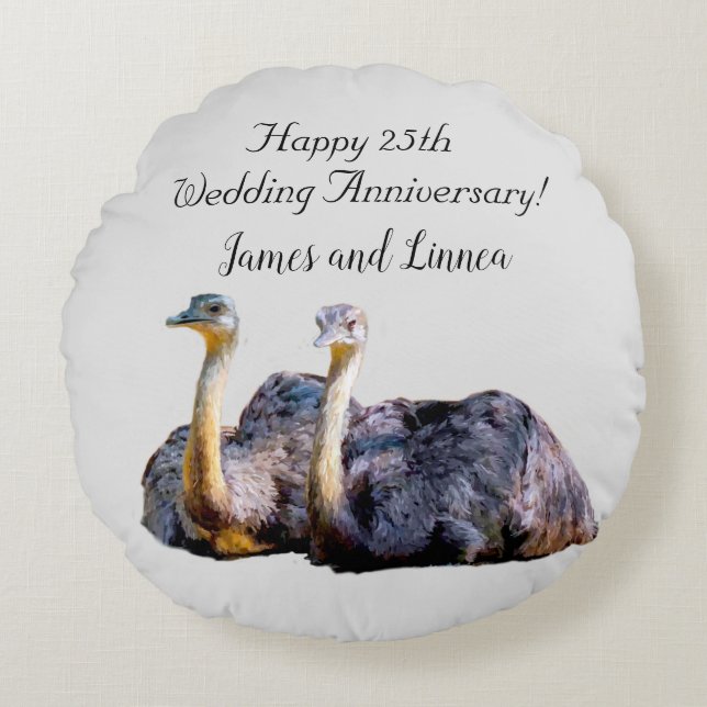 Cojín Redondo Ilustracion Personalizado divertida de avestruz au (Anverso)