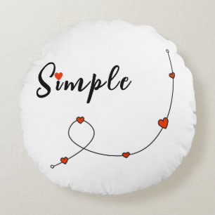 Cojín Redondo Ilustracion simple con corazones en estilo minimal