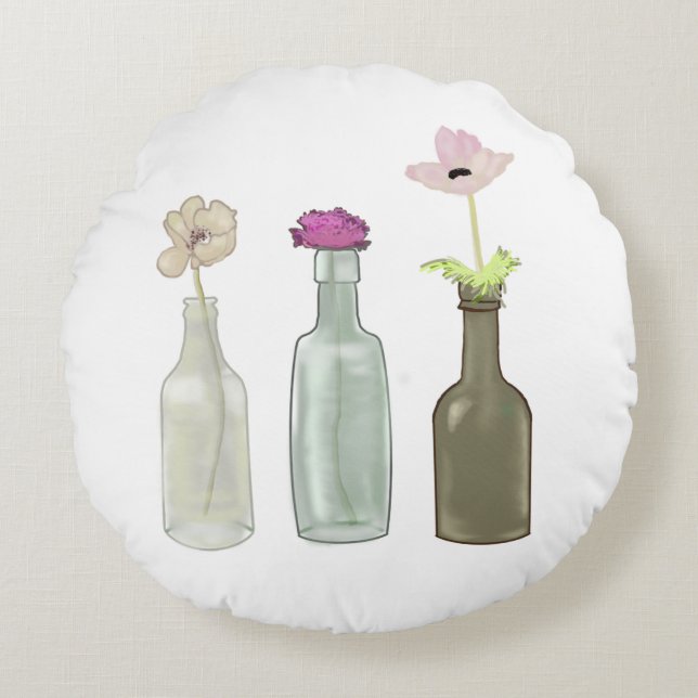 Cojín Redondo ilustraciones de color (Anverso)