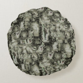 Cojín Redondo Imagen abstracta de mosaico tallado en tonos grise