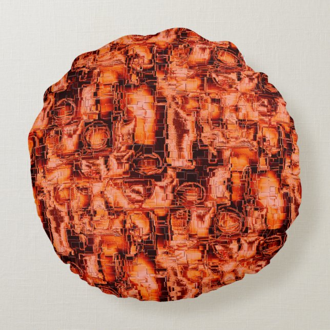 Cojín Redondo Imagen abstracta en mosaicos esculpidos, en tonos  (Reverso)