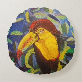 Cojín Redondo Imagen de mi obra arte Tucán