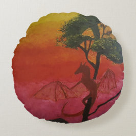 Cojín Redondo Imagen de mi obra Fantasía y realidad