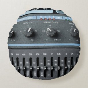 Cojín Redondo Imagen en color de muchos botones de una grabació