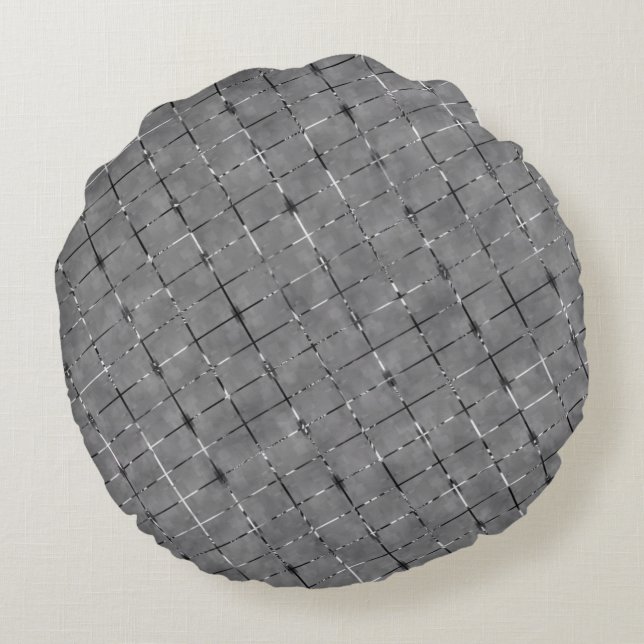 Cojín Redondo Imagen gris dividida en rectángulo, cable de brill (Reverso)