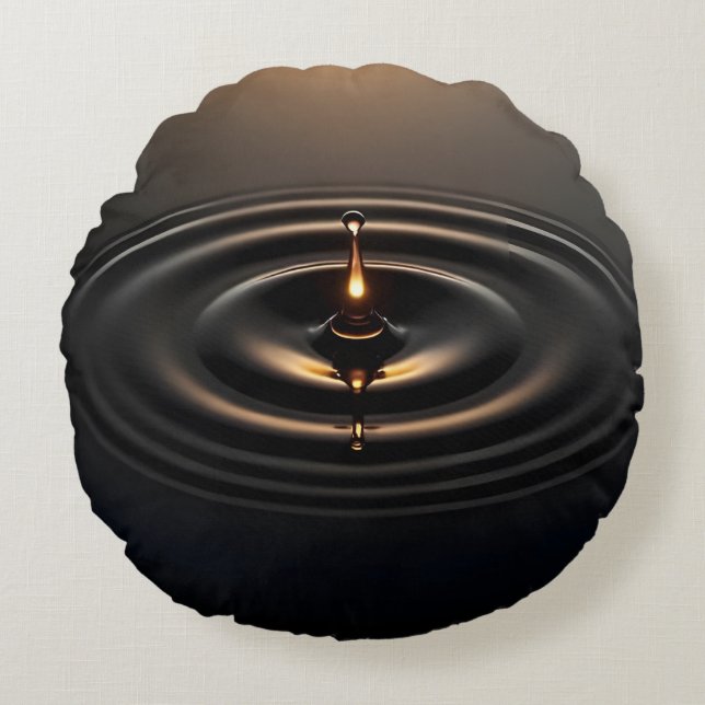 Cojín Redondo Impacto Dorado en Superficie Viscosa (Anverso)