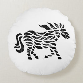 Cojín Redondo Impresión abstracta de bloques de madera de caball