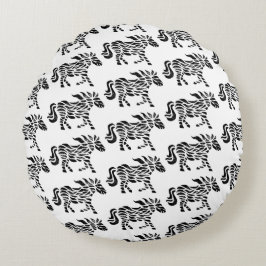 Cojín Redondo Impresión abstracta de bloques de madera de caball