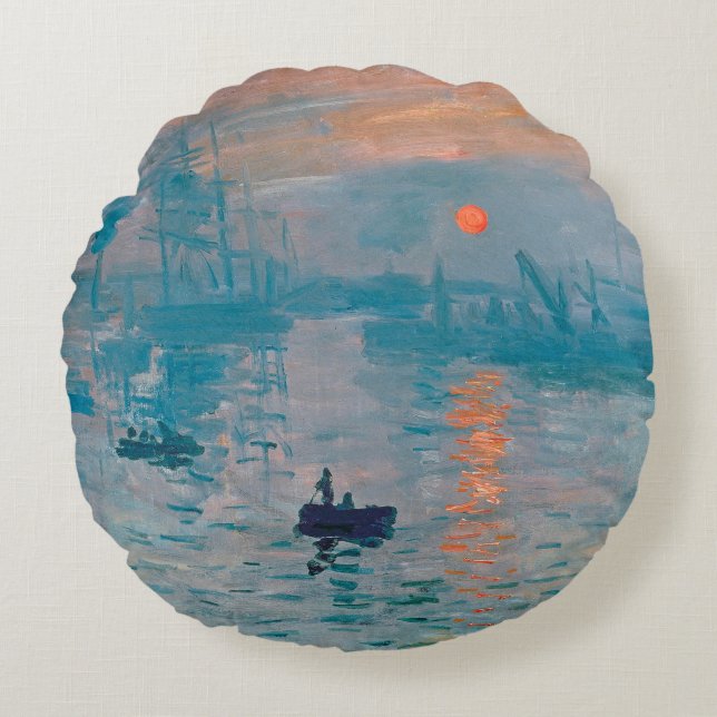 Cojín Redondo Impresión Amanecer Claude Monet  (Anverso)