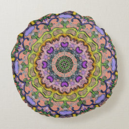 Cojín Redondo Impresión bohemiana multipastoral