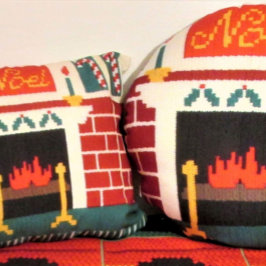 Cojín Redondo Impresión crochet del diseñador de la chimenea Noe