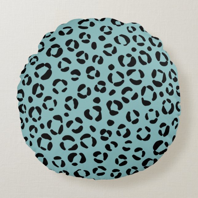 Cojín Redondo Impresión de animal turquesa (Anverso)