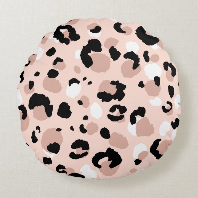 Cojín Redondo Impresión de animales leopardos abstractos moderno (Anverso)