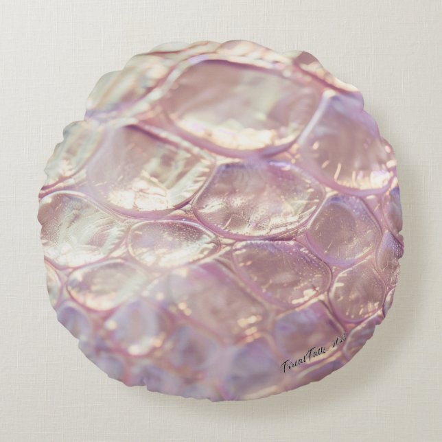 Cojín Redondo Impresión de animales rosa y liso 3D #2 (Anverso)