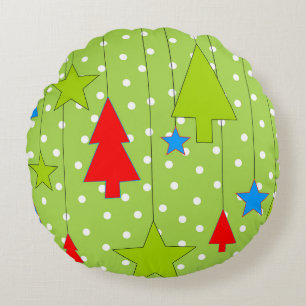 Cojín Redondo Impresión de árbol de Navidad festivo