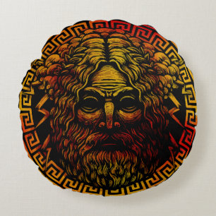 Cojín Redondo Impresión de arte del antiguo escudo de Zeus