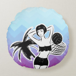 Cojín Redondo Impresión de Chevron de Sunset Resort