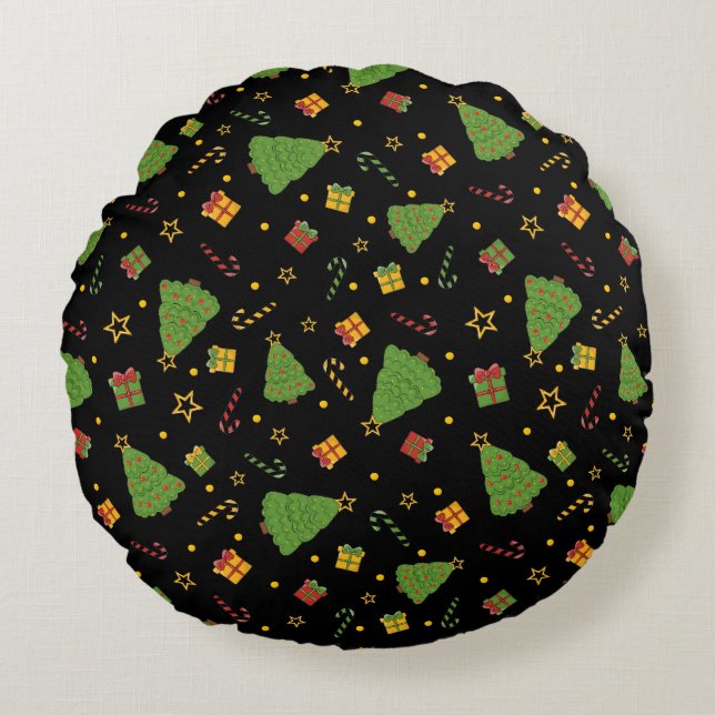 Cojín Redondo Impresión de feriado de Navidades festivos (Anverso)