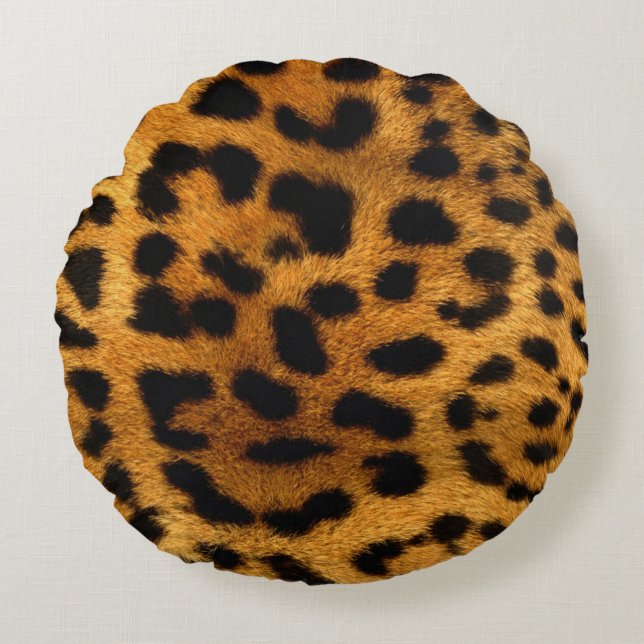 Cojín Redondo Impresión de leopardo (Anverso)