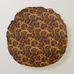 Cojín Redondo Impresión de leopardo de época