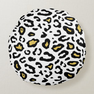 Cojín Redondo Impresión de leopardo dorado, patrón sin fisuras.