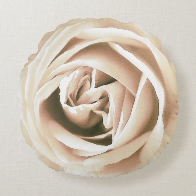 Cojín Redondo Impresión de rosa blanca grande (Anverso)