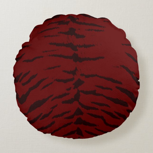 Cojín Redondo Impresión digital del tigre rojo (Anverso)