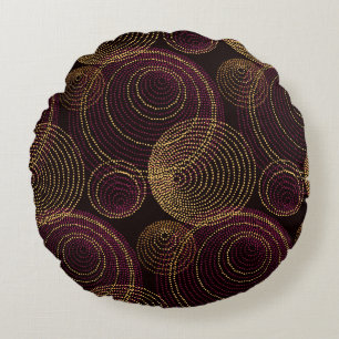 Cojín Redondo Impresión geométrica de oro de lujo