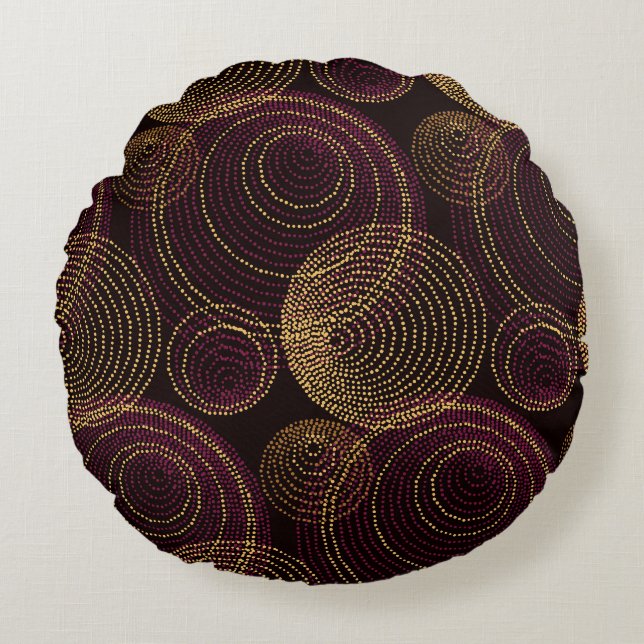 Cojín Redondo Impresión geométrica de oro de lujo (Anverso)