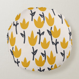 Cojín Redondo Impresión simple de la tela de la flor de tulipán