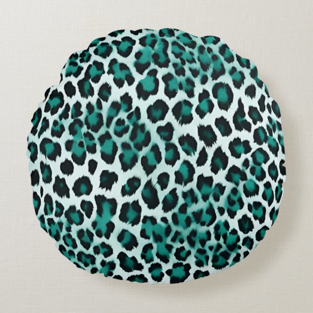 Cojín Redondo Impresión verde verde azulada (Anverso)