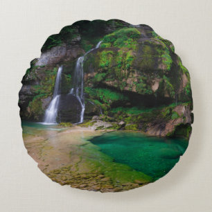 Cojín Redondo Impresionante cascada Virje, Poster de Eslovenia