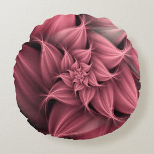 Cojín Redondo Impresionante flor rosa fractal