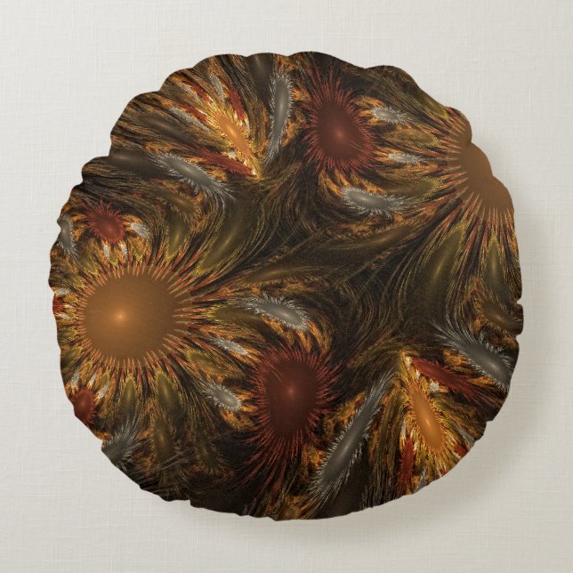 Cojín Redondo Impresiones de girasol (Anverso)