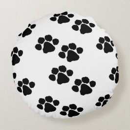 Cojín Redondo Impresiones de la pata para los dueños del mascota