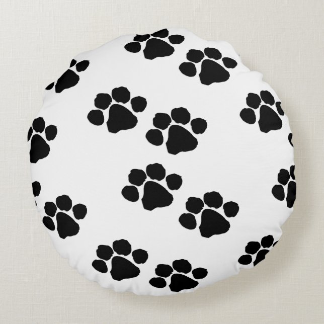 Cojín Redondo Impresiones de la pata para los dueños del mascota (Reverso)