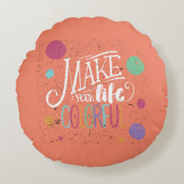 Cojín Redondo Impresiones positivas de mensajes con diseños artí