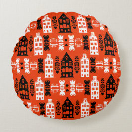 Cojín Redondo Imprimir arte folclórico holandés en los Países Ba