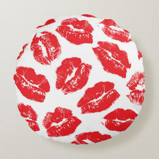 Cojín Redondo Imprint Kiss Red Lips: Vieja sin Marea