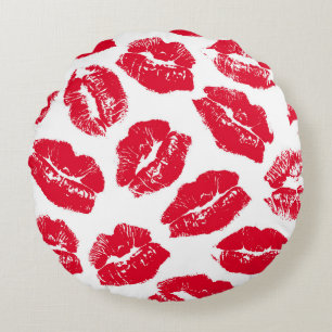 Cojín Redondo Imprint Kiss Red Lips: Vieja sin Marea