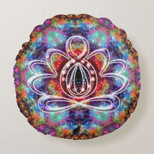 Cojín Redondo Incandescencia Zen Lotus Round Pillow (Anverso)