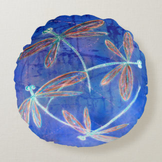 Cojín Redondo Indigo Haze Dragonfly Flit