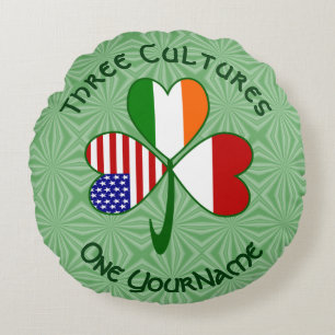 Cojín Redondo Indonesia Irlanda EE. UU. Trébol Bandera Personali