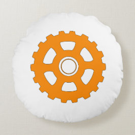 Cojín Redondo Industrial Orange Gear Cogwheel